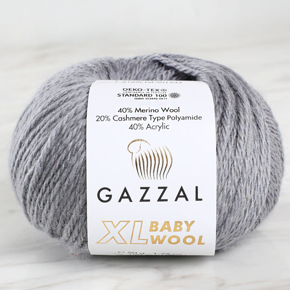 Gazzal Baby Wool XL Baby Yarn, Grey - 818XL