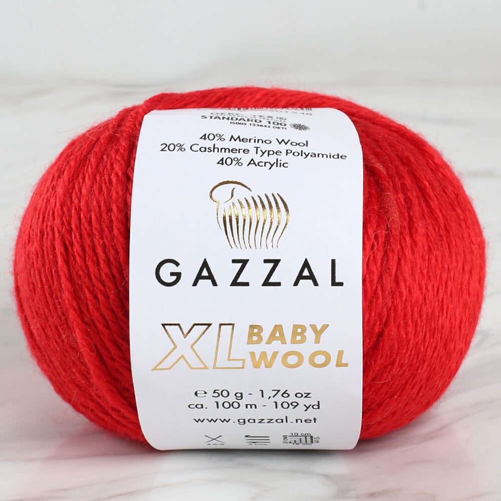 Gazzal Baby Wool XL Knitting Yarn, Red 811XL
