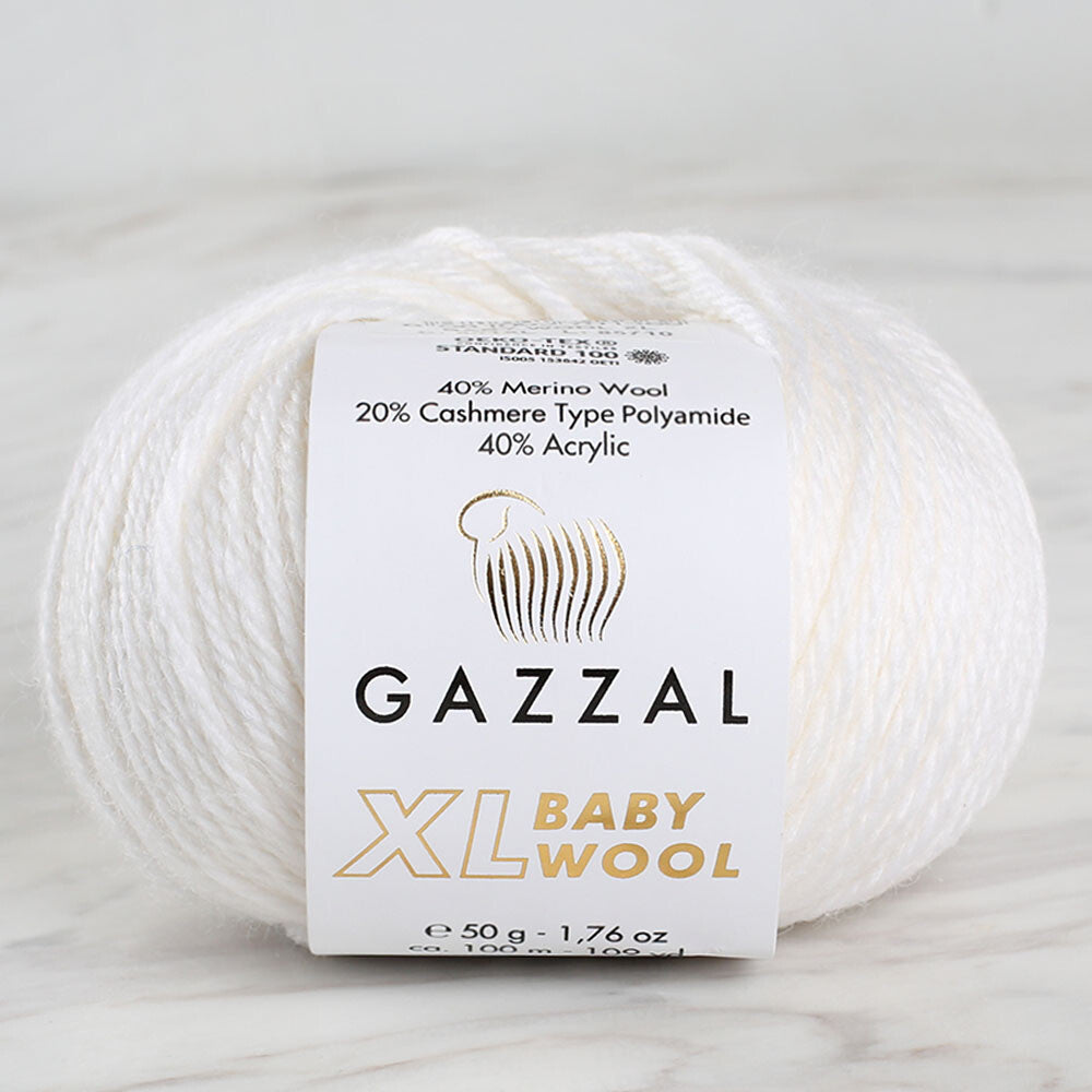 Gazzal Baby Wool XL Baby Yarn, White - 801XL