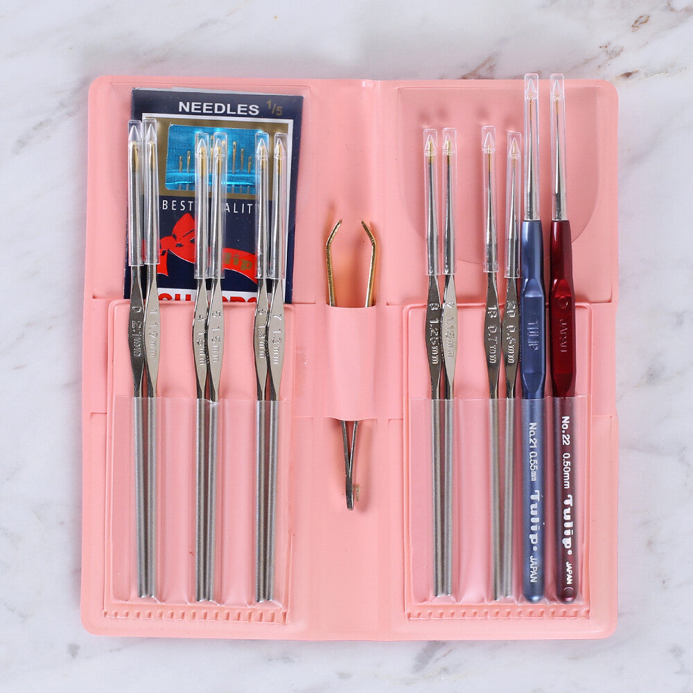 Tulip Crochet Hook Set for Lace, Pink