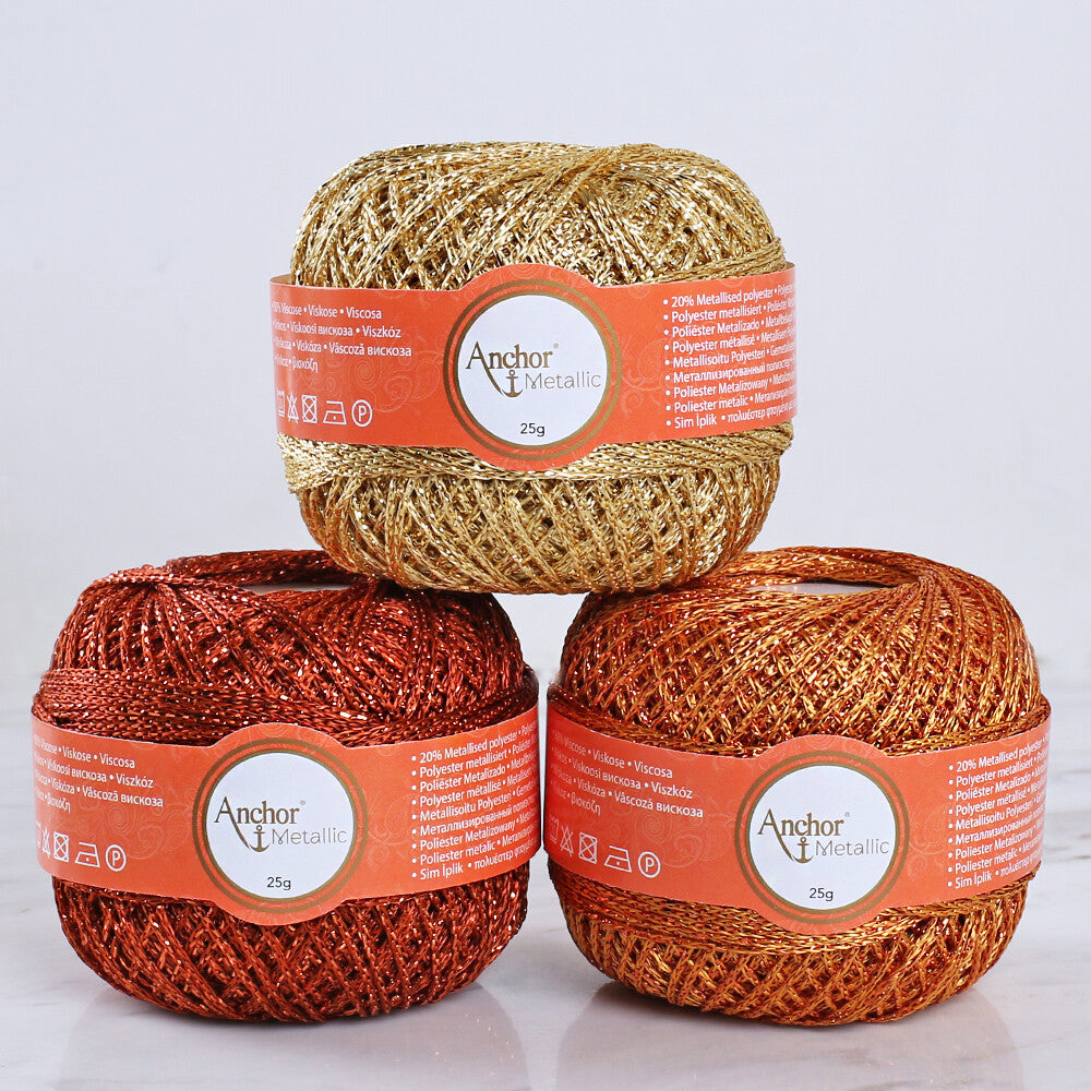 Anchor Metallic Assorted Colors 3 Skeins Silvery Yarn- A28M005-09063