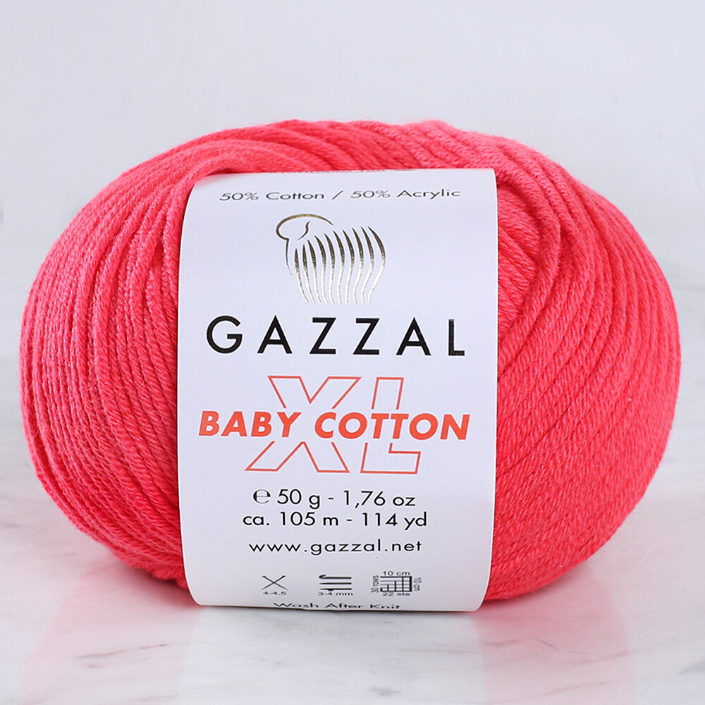 Gazzal Baby Cotton XL Knitting Yarn, Vermilion - 3458XL
