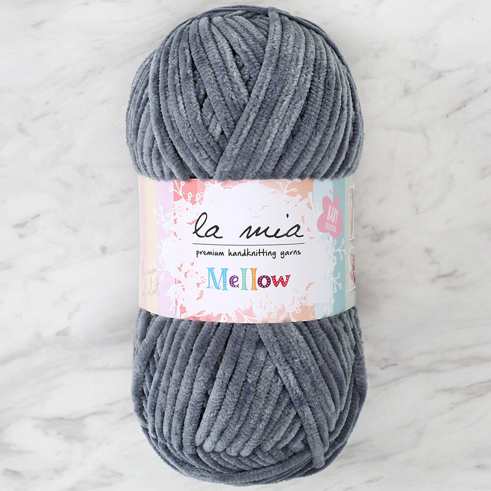 La Mia Mellow Chenille Yarn, Grey - 905