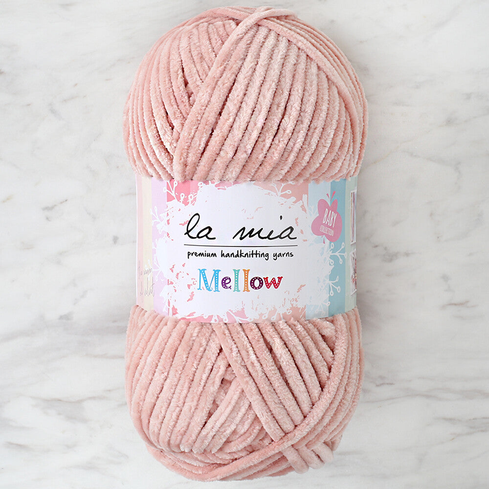 La Mia Mellow Chenille Yarn, Powder Pink - 924