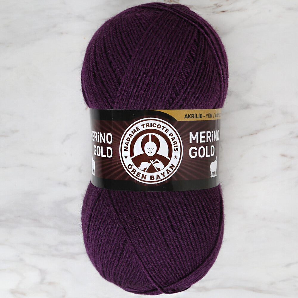 Madame Tricote Paris Merino Gold Knitting Yarn, Aubergine - 060