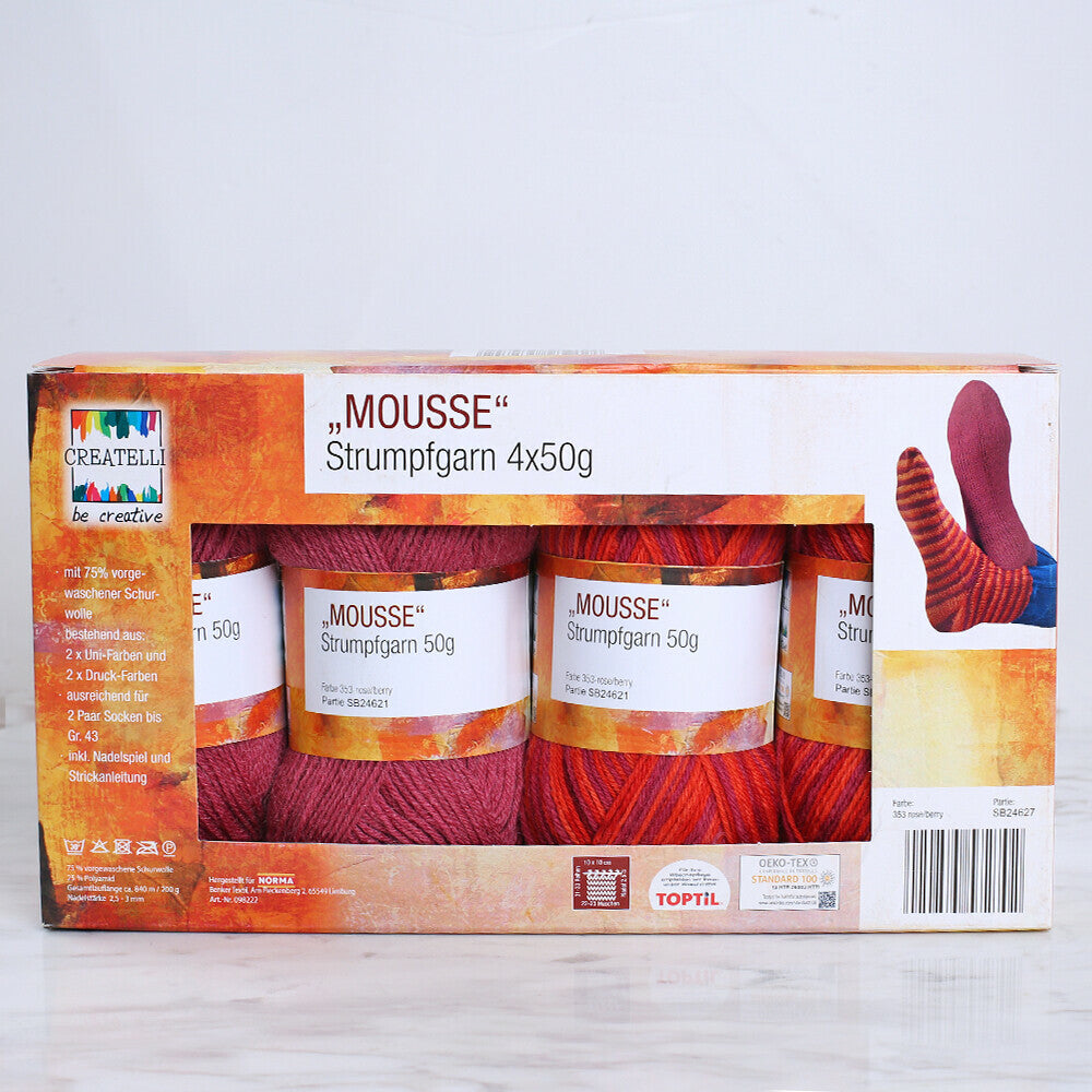 Createlli 4 Skeins Socks Yarn, Variegated - 353