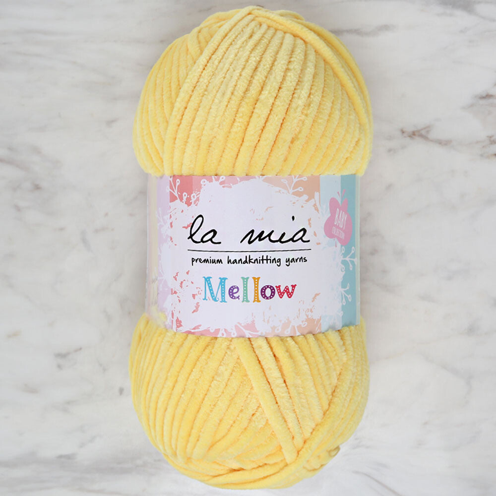 La Mia Mellow Chenille Yarn, Baby Yellow - 909