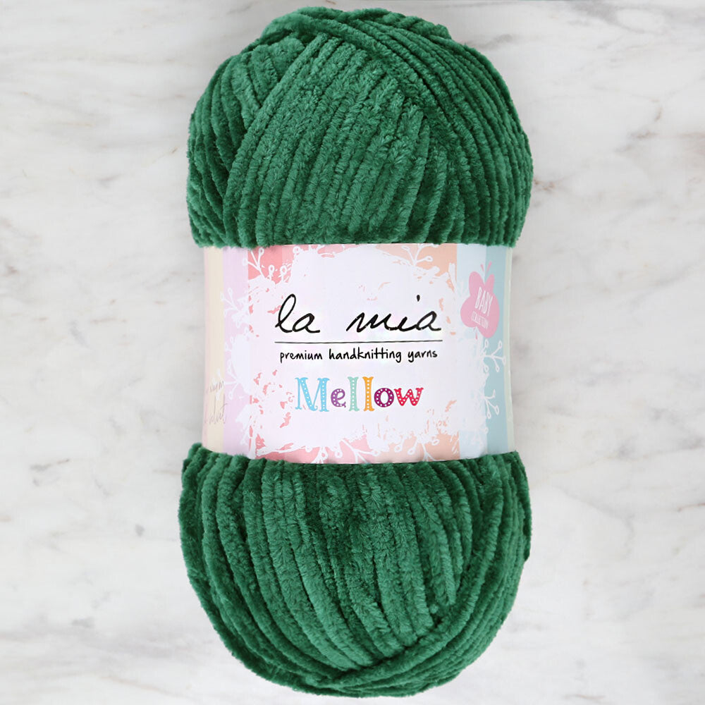 La Mia Mellow Chenille Yarn, Green - 928
