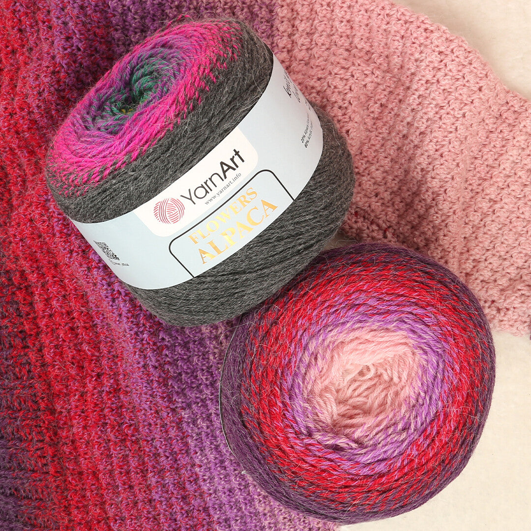Yarnart Flowers Alpaca 250 Gr Knitting Yarn, Variegated - 402