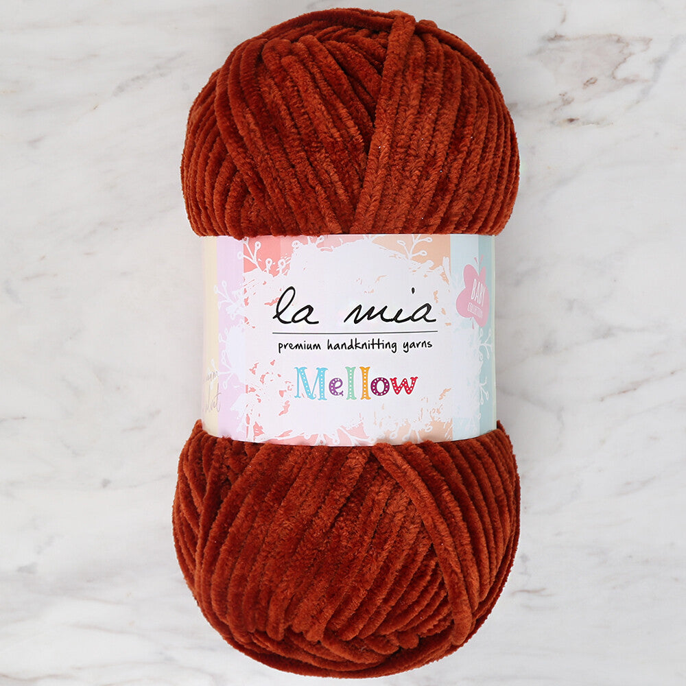 La Mia Mellow Chenille Yarn, Claret Brown - 934