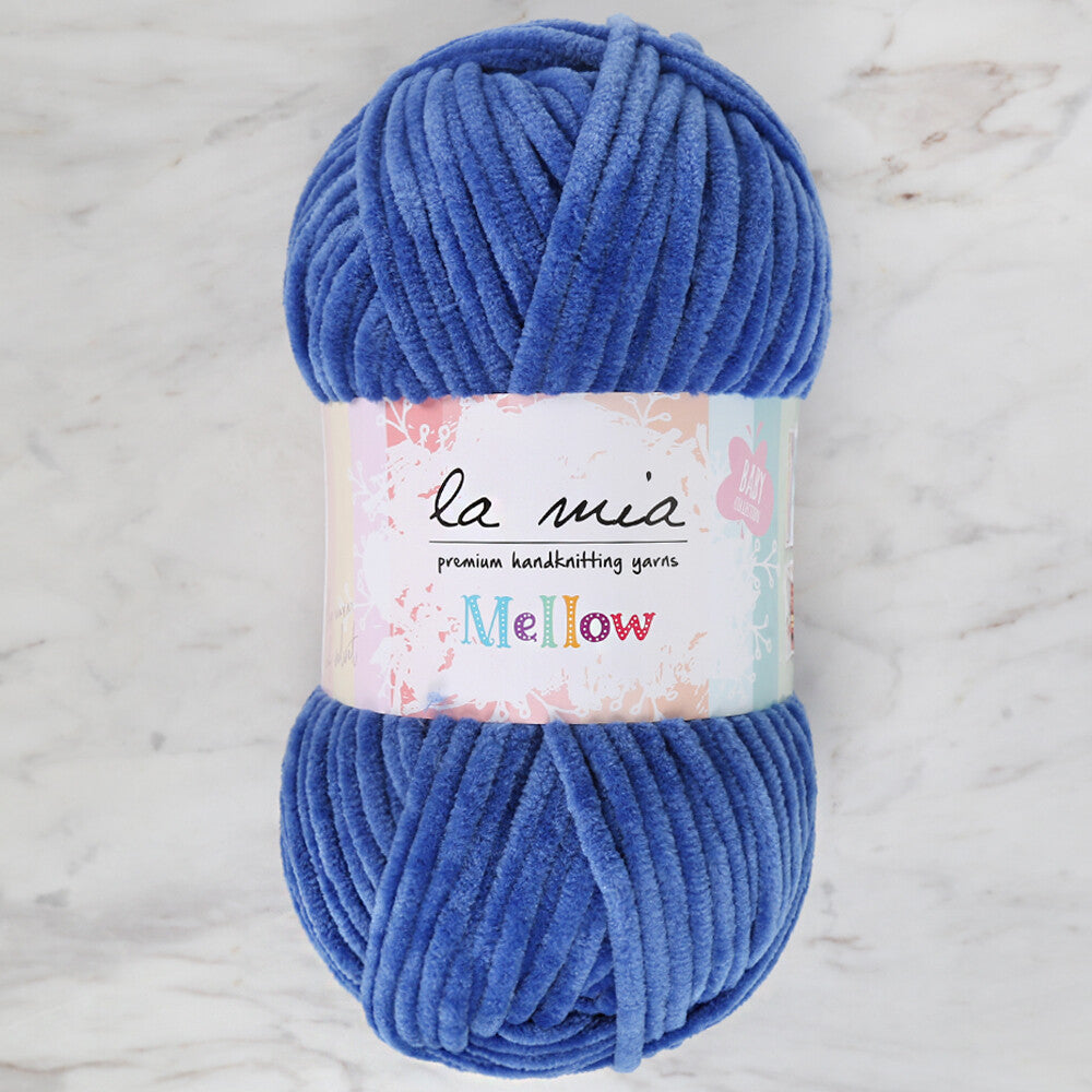 La Mia Mellow Chenille Yarn, Blue - 936