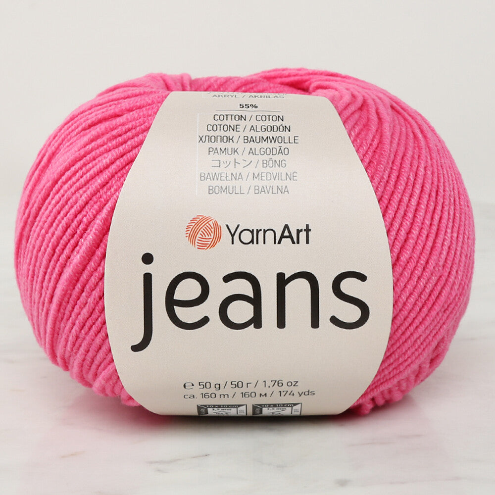 YarnArt Jeans Knitting Yarn, Pink - 42