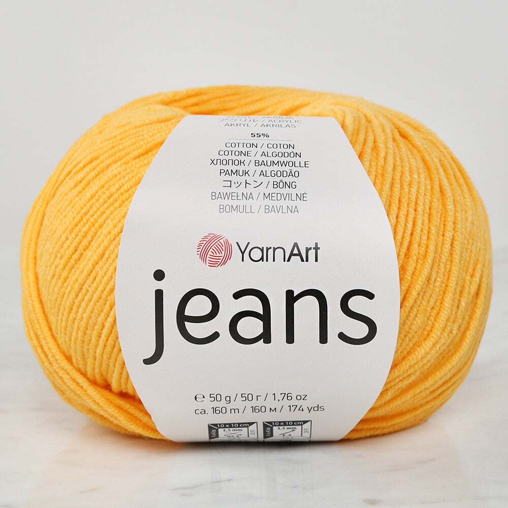 YarnArt Jeans Knitting Yarn, Yellow - 35