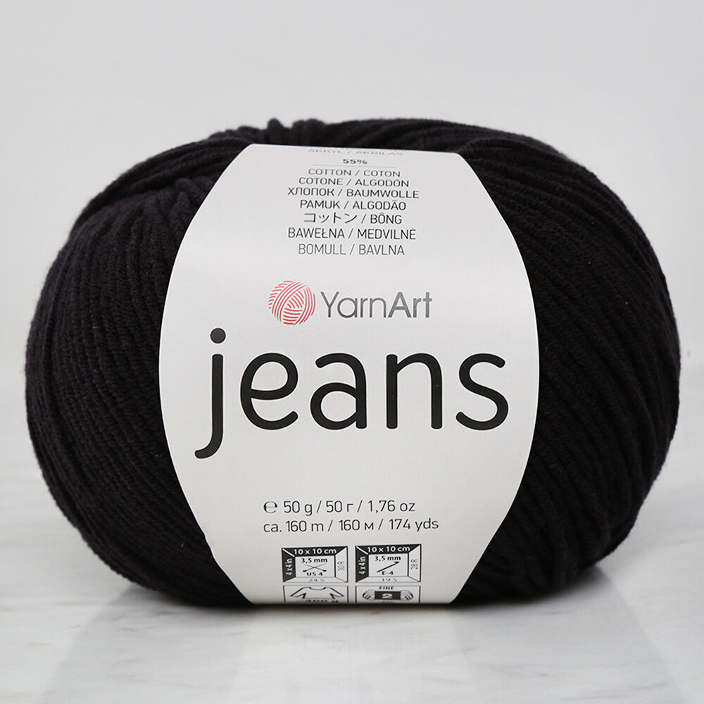 YarnArt Jeans Knitting Yarn, Black - 53