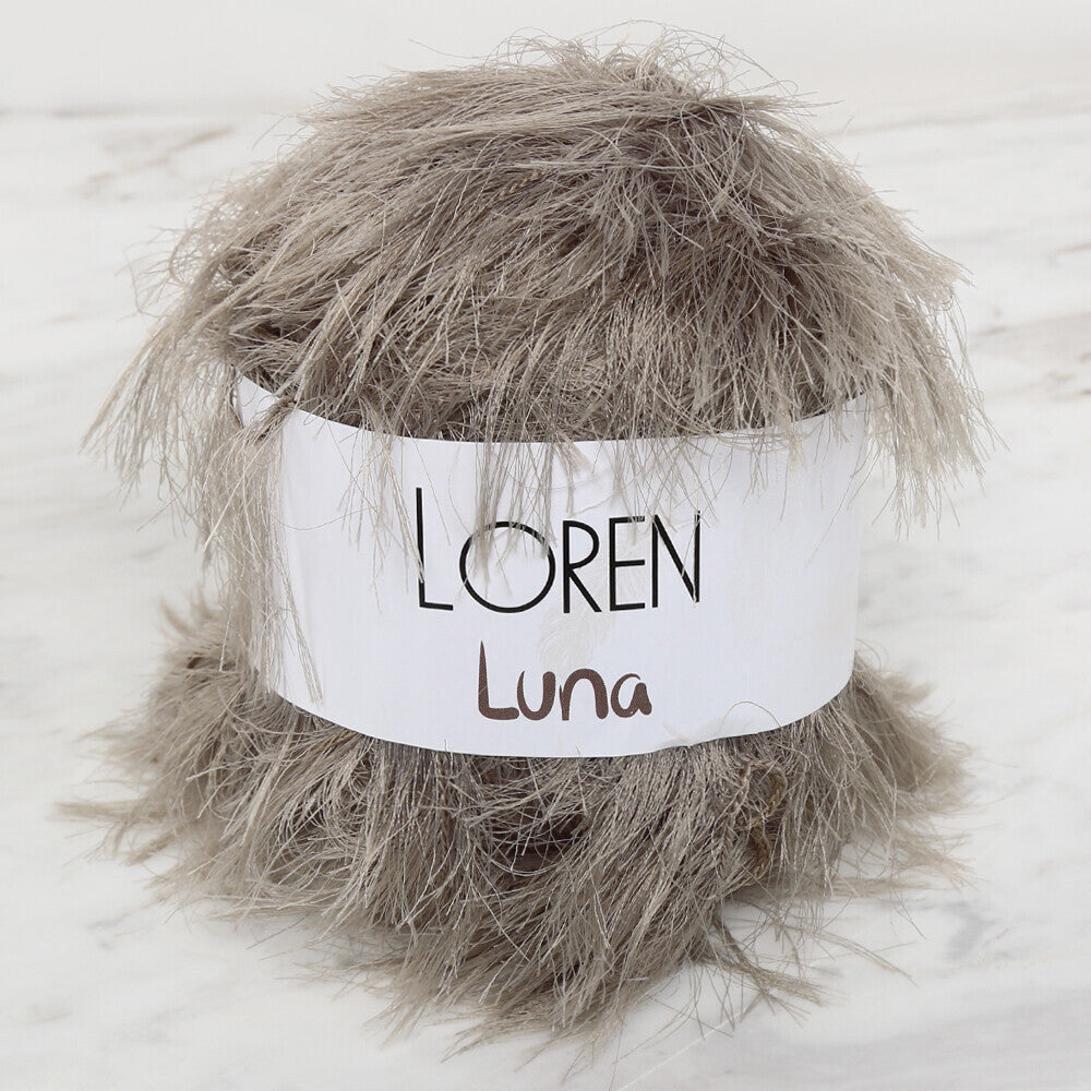 Loren Luna Eyelash Yarn, Mink - R085