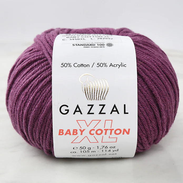 Gazzal Baby Cotton XL Yarn, Purple - 3441XL