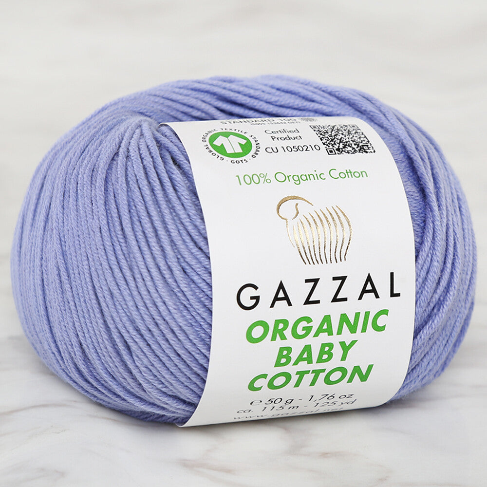 Gazzal Organic Baby Cotton Yarn, Lilac - 428