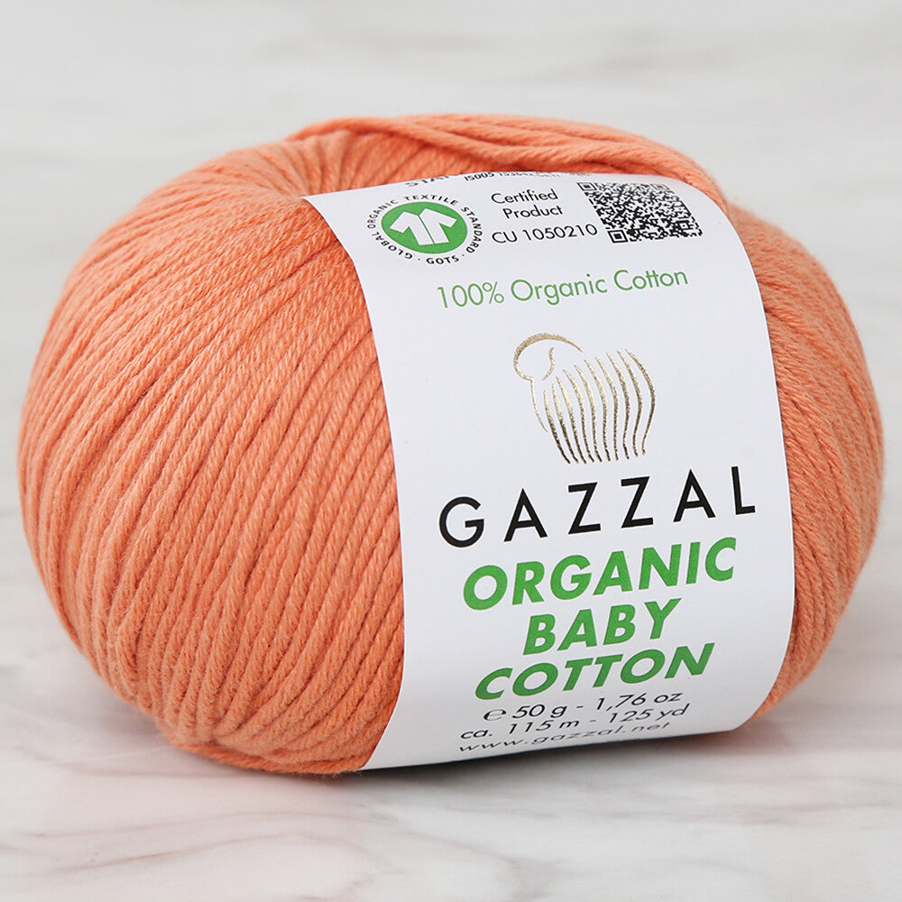 Gazzal Organic Baby Cotton Yarn,Orange - 438