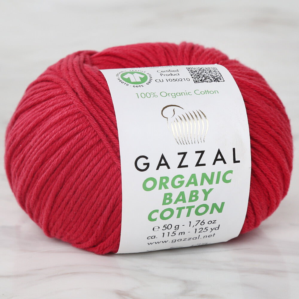 Gazzal Organic Baby Cotton Yarn, Dark Red - 429