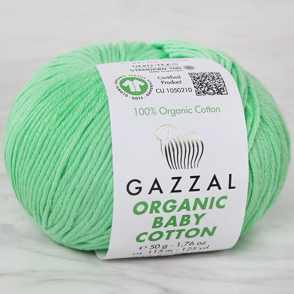 Gazzal Organic Baby Cotton Yarn, Light Green - 421