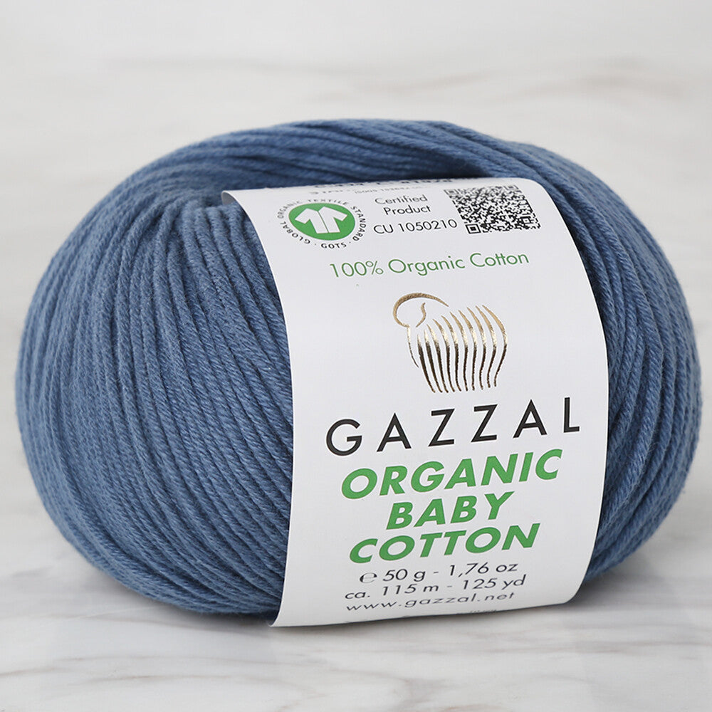 Gazzal Organic Baby Cotton Yarn, Blue - 434