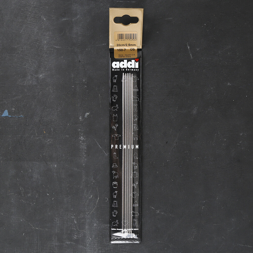 Addi 2.5mm 20cm Steel Double Pointed Knitting Needle - 150-7