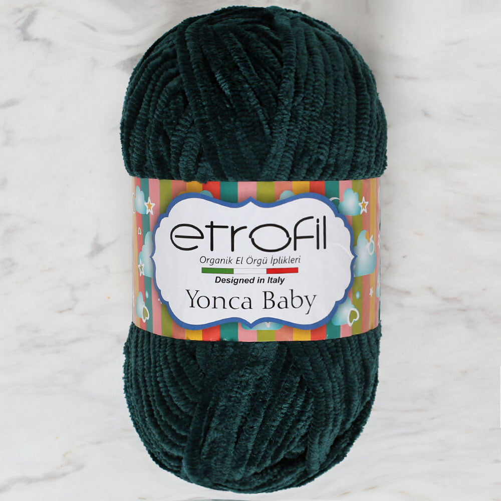 Etrofil Yonca Chenille Yarn, Dark Green - 70428