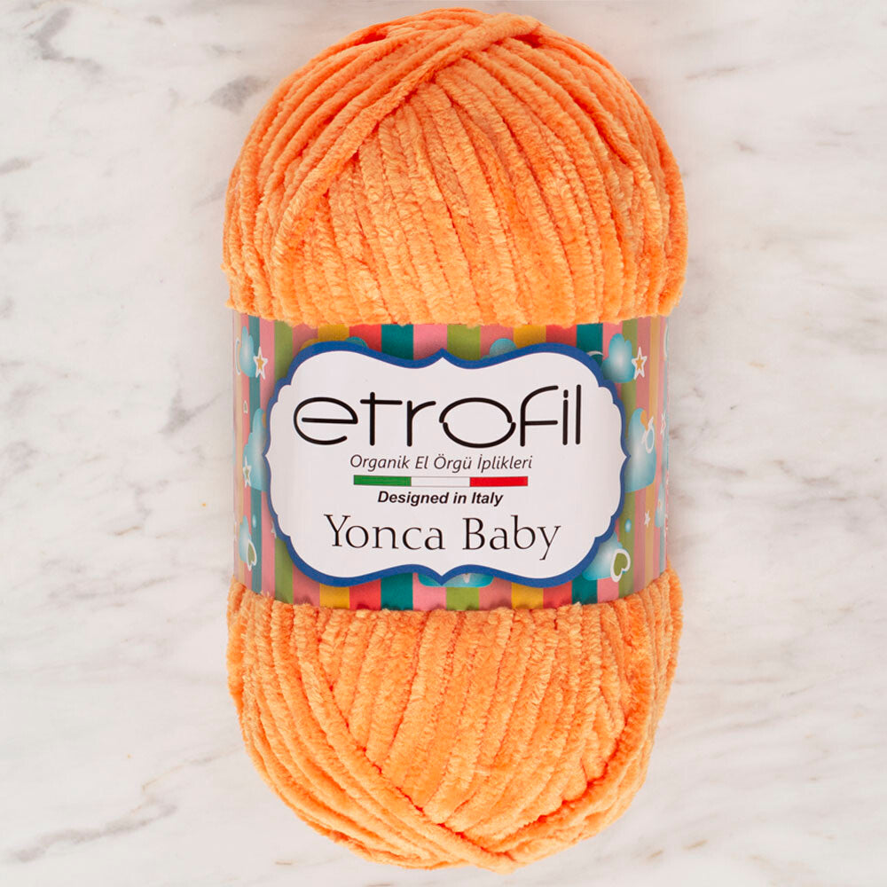 Etrofil Yonca Chenille Yarn, Orange - 70290
