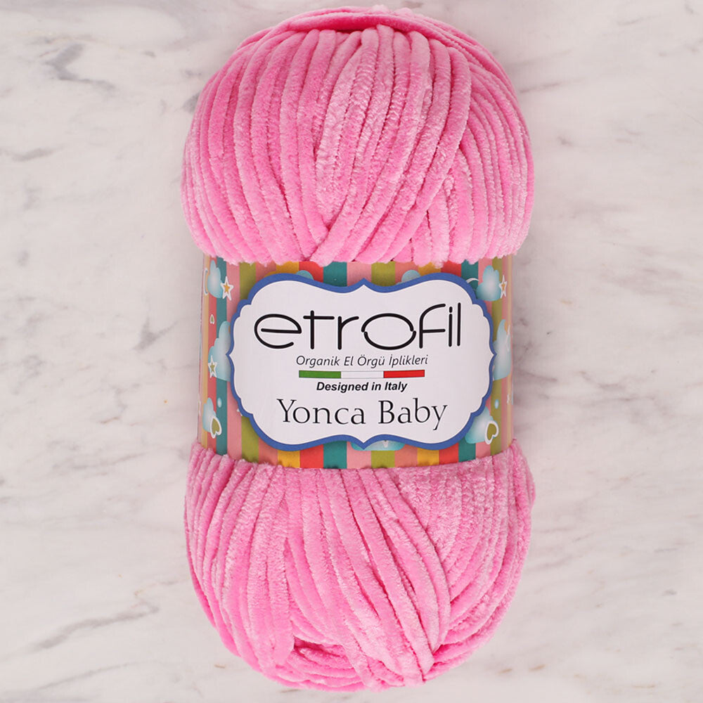 Etrofil Yonca Chenille Yarn, Candy Pink - 73105