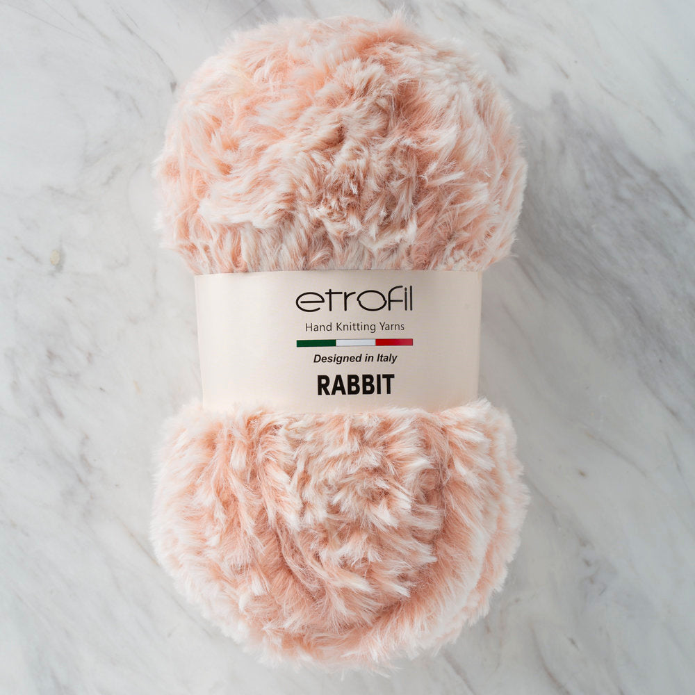 Etrofil Rabbit Fur Yarn, Pink/White - 70350