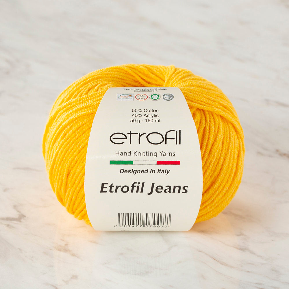 Etrofil Jeans Knitting Yarn, Yellow - 006