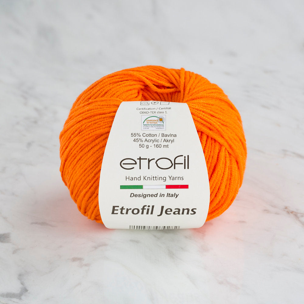 Etrofil Jeans Knitting Yarn, Orange - 030
