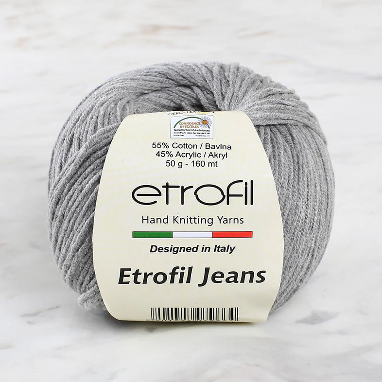 Etrofil Jeans Knitting Yarn, Grey - 068