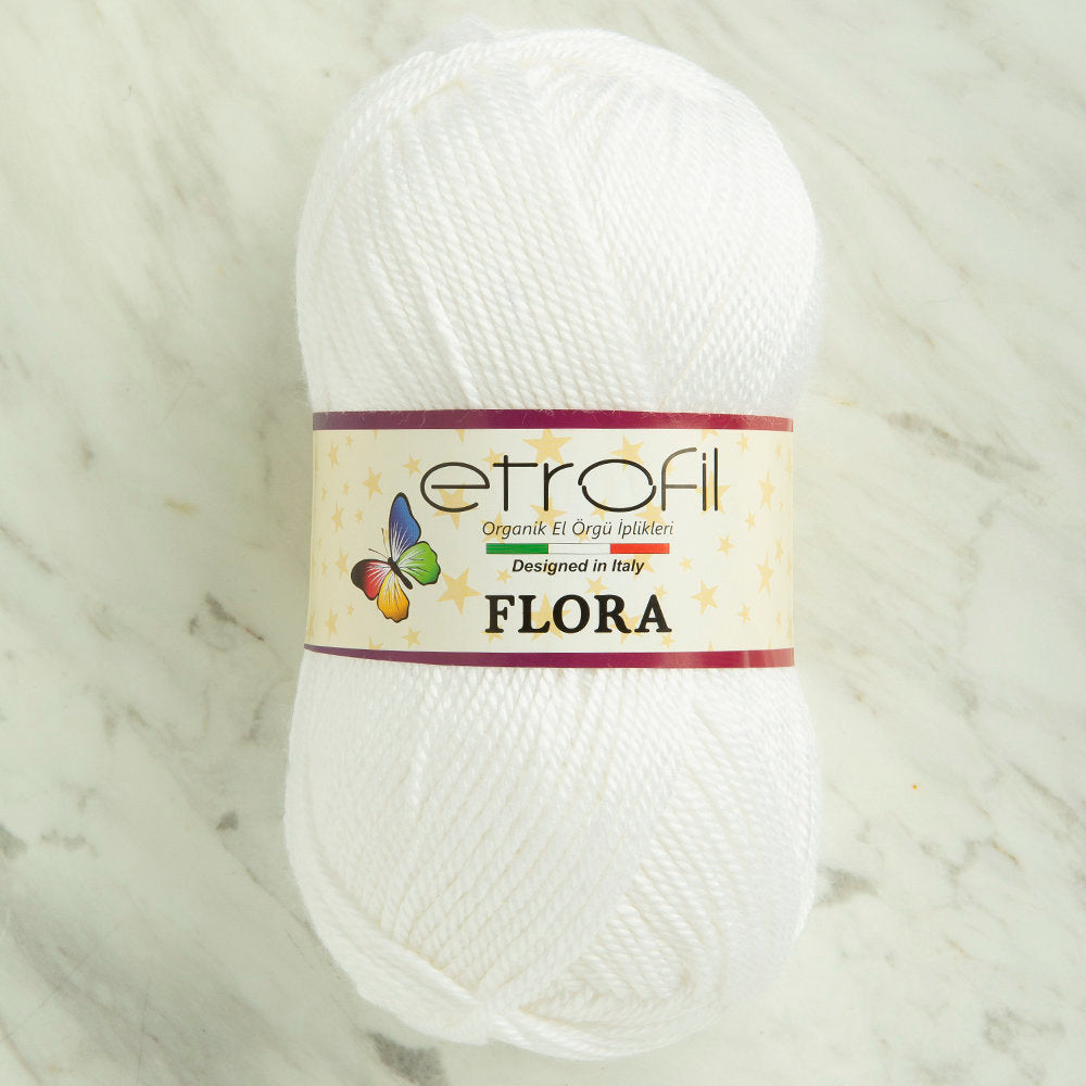 Etrofil Flora Knitting Yarn, White - 70147
