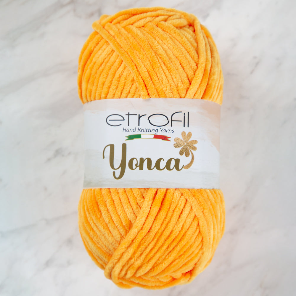 Etrofil Yonca Chenille Yarn, Yellow- 72243