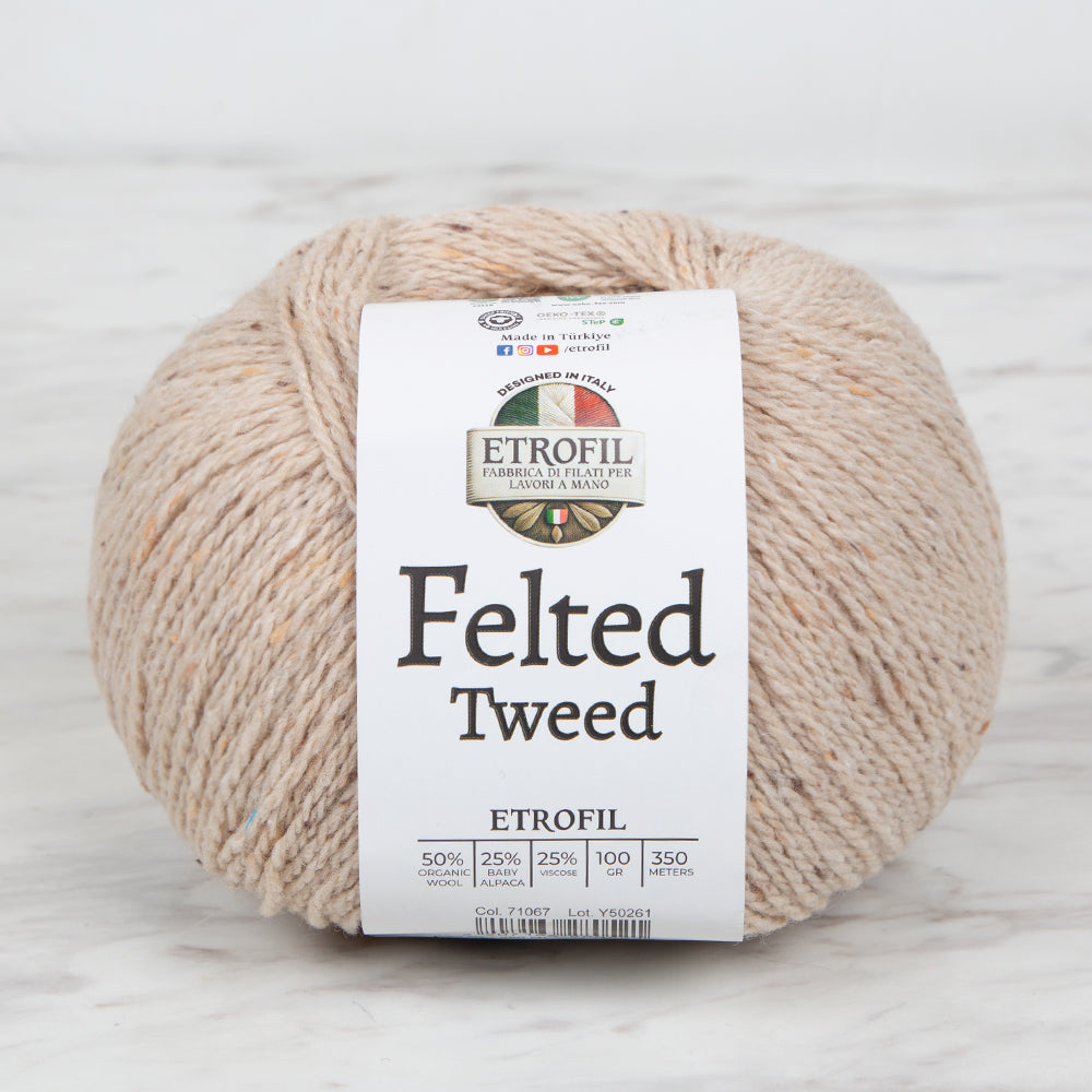 Etrofil Felted Tweed Hand Knitting Yarn , Beige - 71067