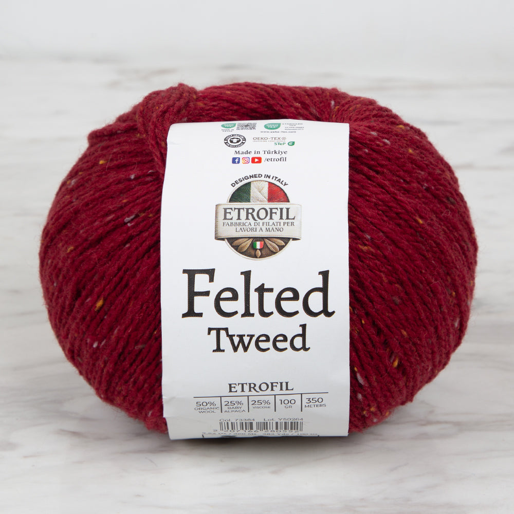 Etrofil Felted Tweed Hand Knitting Yarn , Burgundy - 73384