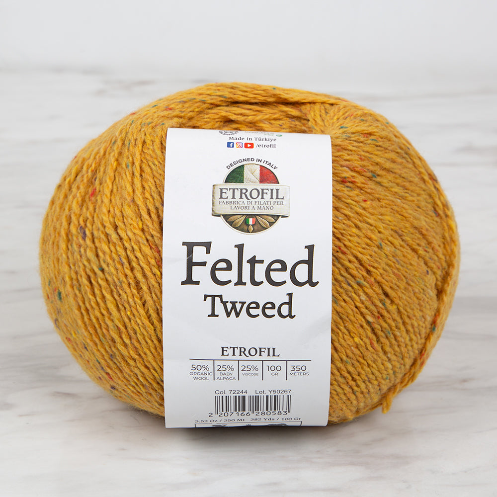 Etrofil Felted Tweed Hand Knitting Yarn , Mustard - 72244
