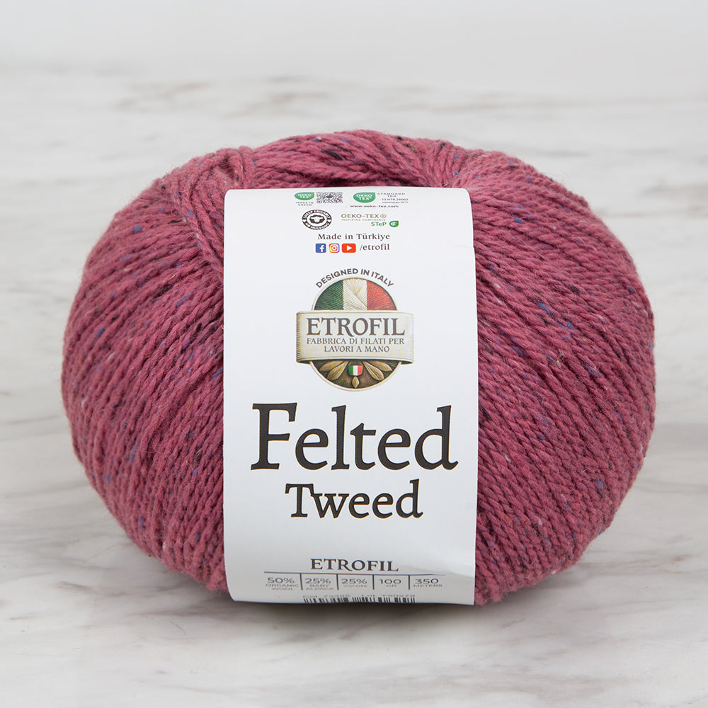Etrofil Felted Tweed Hand Knitting Yarn , Dried rose - 73385