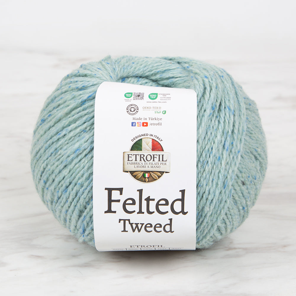 Etrofil Felted Tweed Hand Knitting Yarn , Green - 76112