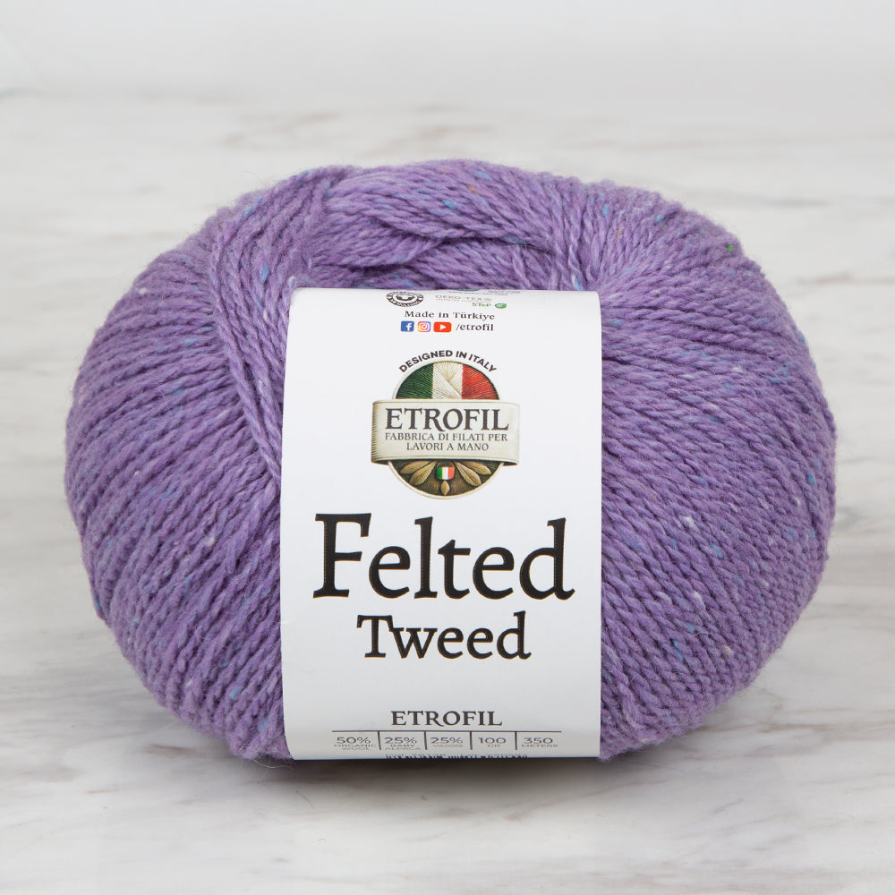 Etrofil Felted Tweed Hand Knitting Yarn , Lilac - 76138