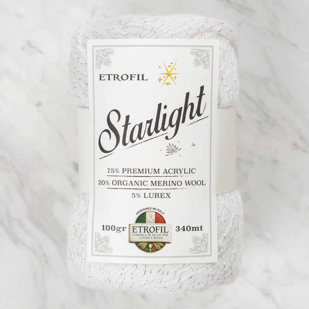 Etrofil Starlight Hand Knitting Yarn ,White 70187