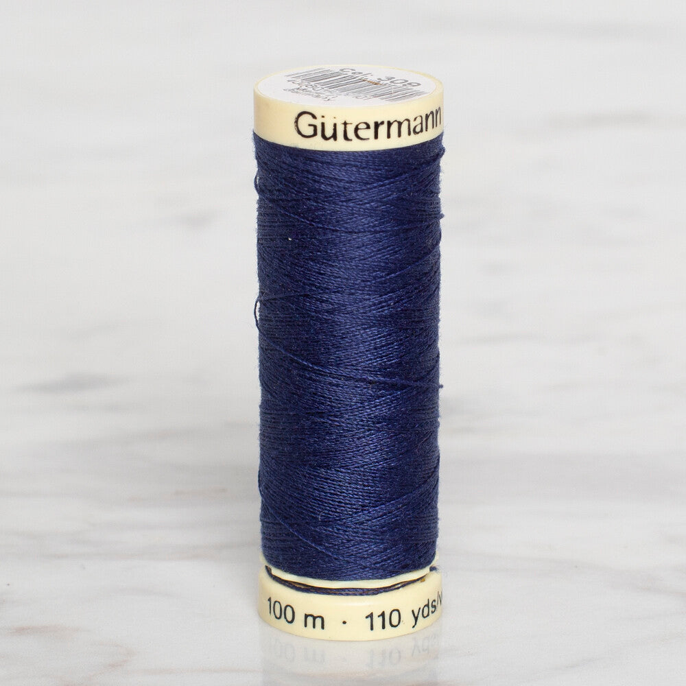 Gütermann Sewing Thread, 100m, Light Navy Blue - 309