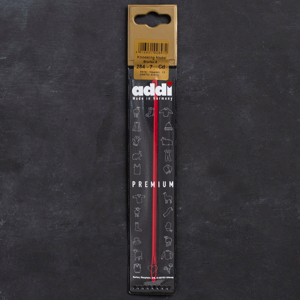 Addi 4mm Knooking Needle, Red - 284-7/00