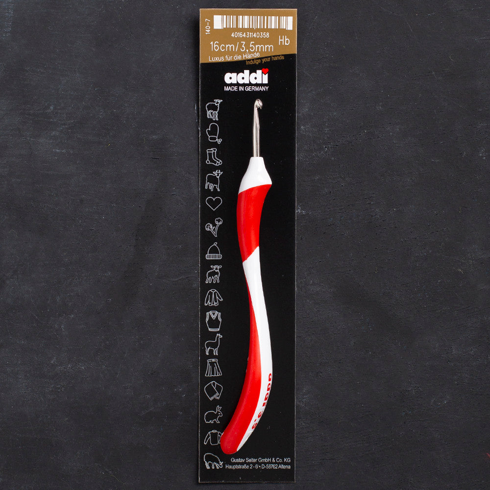 Addi Swing 3.5mm 16cm Ergonomic Crochet Hook, Red - 140-7