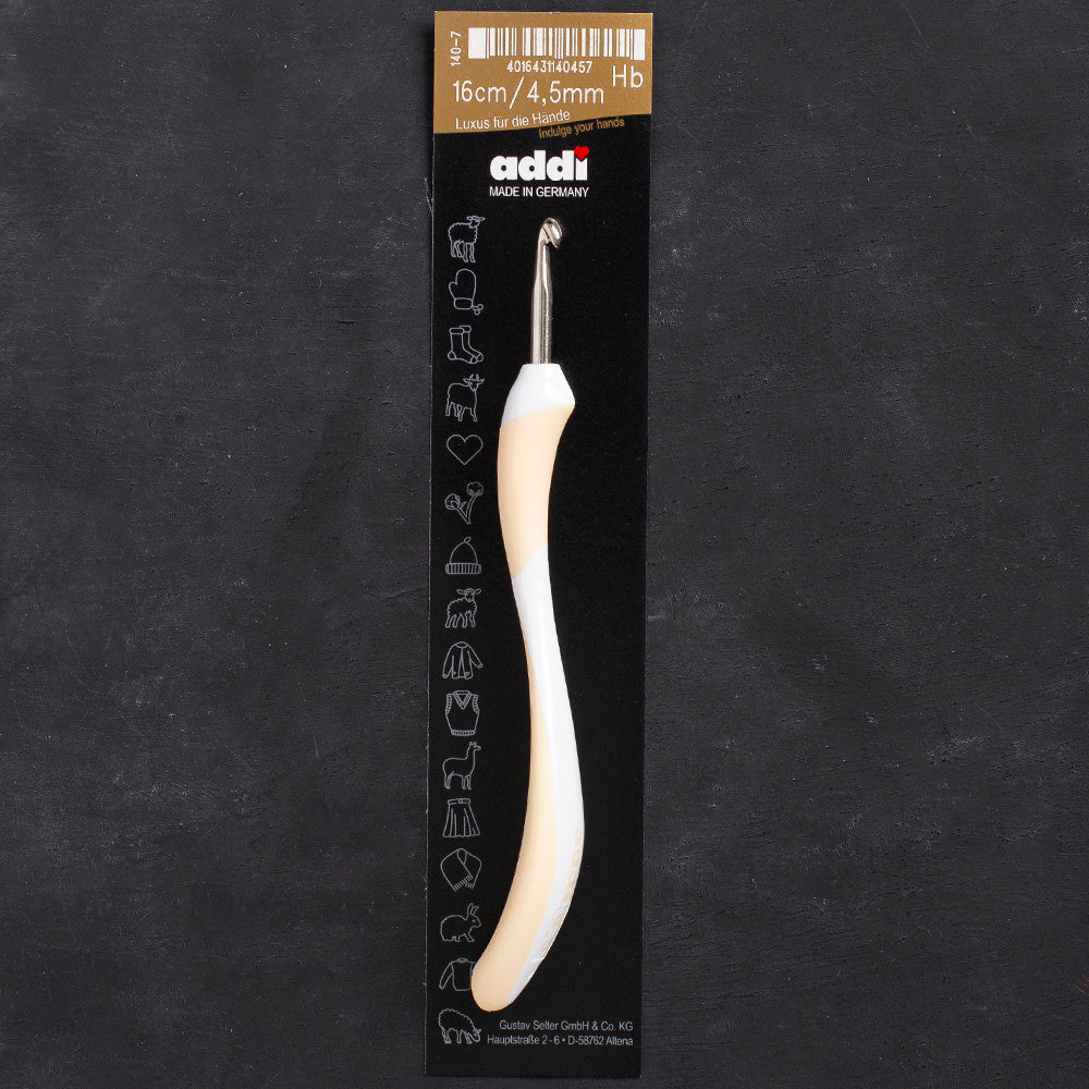 Addi Swing 4.5mm 16cm Ergonomic Crochet Hook, Beige - 140-7