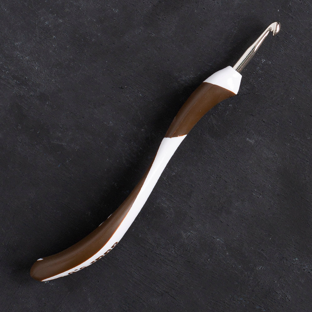 Addi Swing 5mm 16cm Ergonomic Crochet Hook, Brown - 140-7