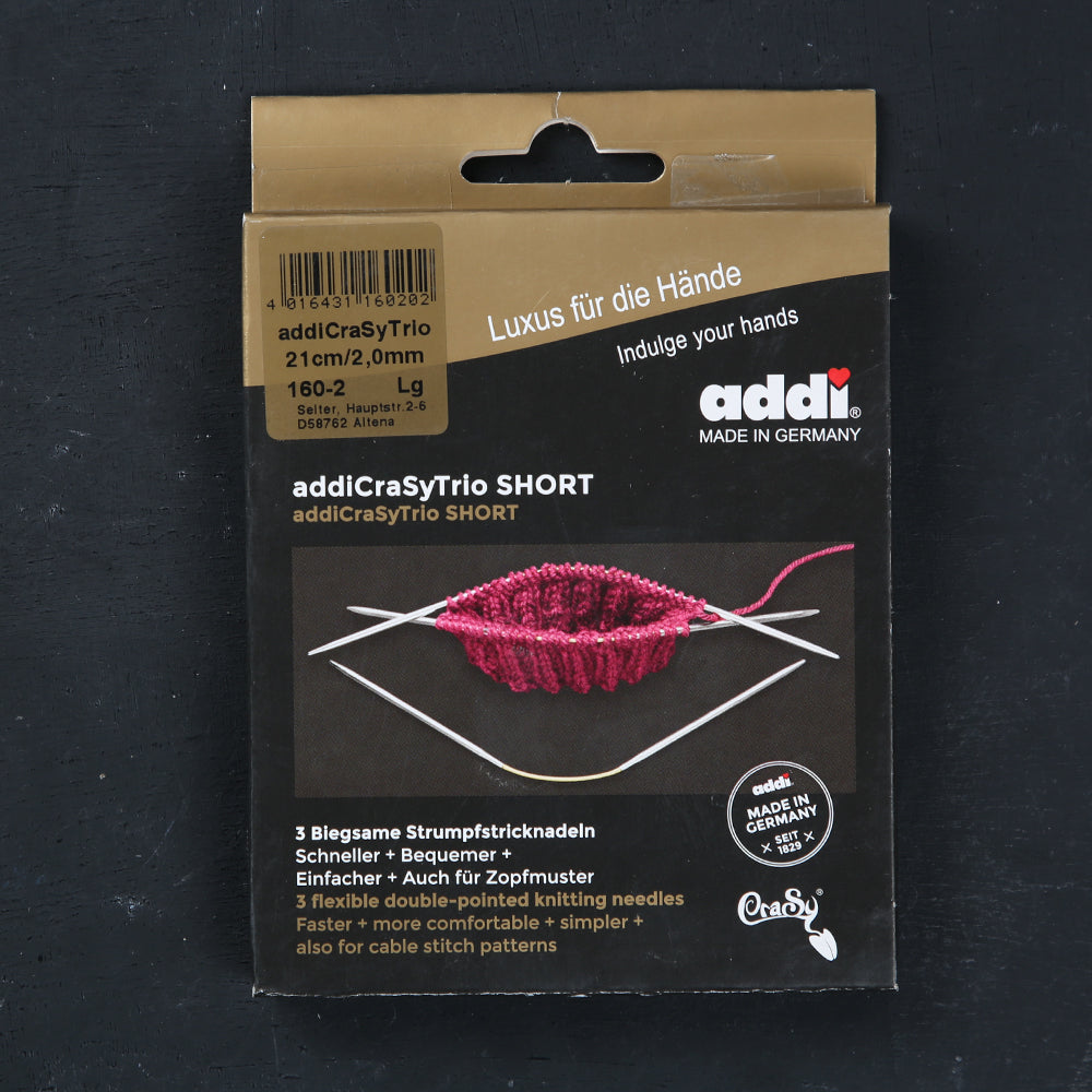 Addi CrasyTrio 2 Mm 21 Cm Flexible Sock Knitting Needles, Set of 3 - 160-2