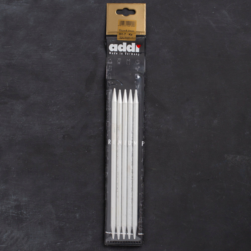 Addi 8mm 20cm 5 Pieces Aluminium Double Pointed Needles - 201-7