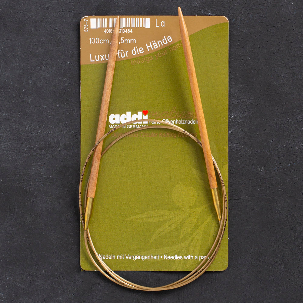 Addi Olive Wood 4.5mm 100cm Circular Knitting Needles - 575-7